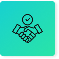 Shaking hands icon with aqua green background
